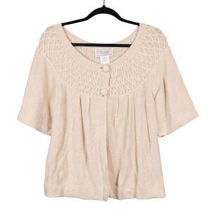 United States Sweaters Beige Knit Cardigan Sweater XL Short Sleeve Button Cotton